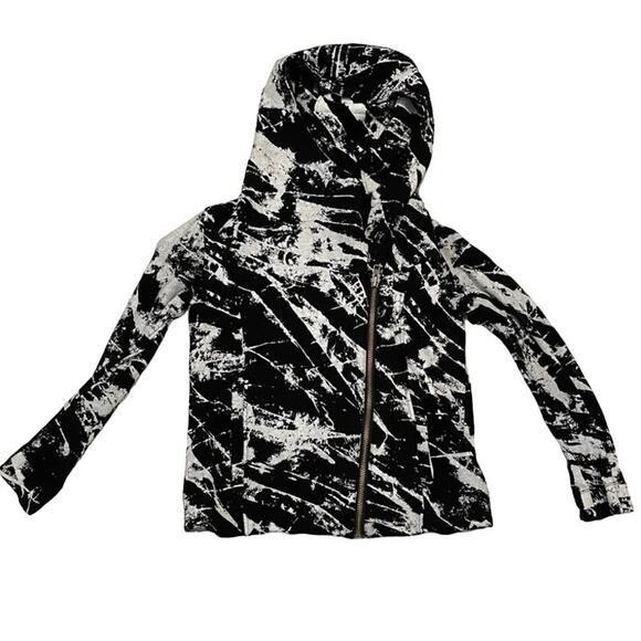Helmut Lang Tera splatter Abstract asymmetrical zip Hooded Sweatshirt SP 4688 - Picture 8 of 11